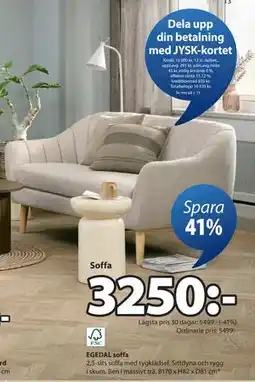JYSK EGEDAL soffa, SEK 3250 erbjuda