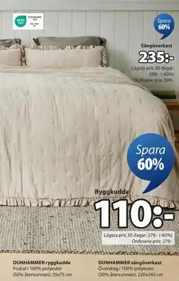 JYSK DUNHAMMER sängöverkast, SEK 235 erbjuda
