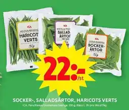 ICA Maxi Socker-, salladsärtor, haricots verts erbjuda