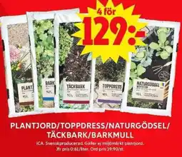 ICA Maxi ICA Plantjord/toppdress/naturgödsel/ täckbark/barkmull erbjuda