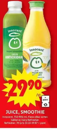 ICA Maxi Innocent Juice, smoothie erbjuda