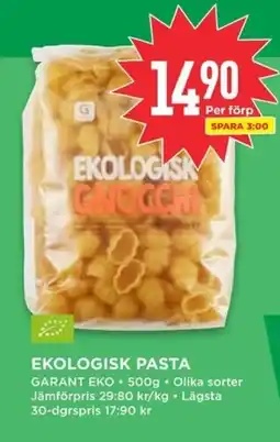 Willys GARANT Ekologisk pasta erbjuda