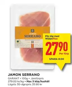 Willys GARANT Jamon serrano erbjuda