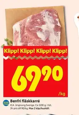 ICA Kvantum Benfri fläskkarré erbjuda