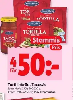 ICA Kvantum Santa Maria Tortillabröd, Tacosås erbjuda