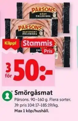ICA Kvantum PARSONS Smörgåsmat erbjuda