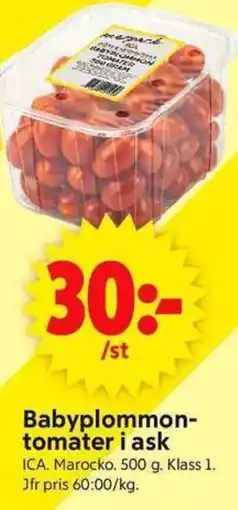 ICA Supermarket ICA Babyplommon- tomater i ask erbjuda