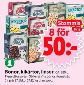 ICA Supermarket ICA Bönor, kikärtor, linser erbjuda