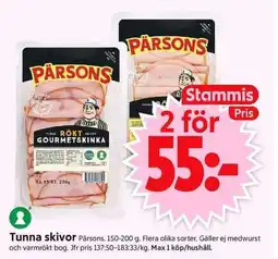 ICA Supermarket PÄRSONS Tunna skivor erbjuda