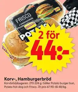 ICA Supermarket Korv-, hamburgerbröd erbjuda