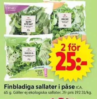 ICA Supermarket ICA Finbladiga sallater i påse erbjuda
