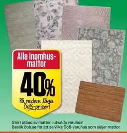 ÖoB Alla inomhus- mattor erbjuda
