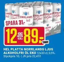 ÖoB Hel platta norrlands ljus alkoholfri öl eko erbjuda