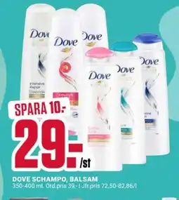 ÖoB DOVE Schampo, balsam erbjuda