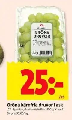 ICA Supermarket GRÖNA KÄRNFRIA DRUVOR I ASK erbjuda