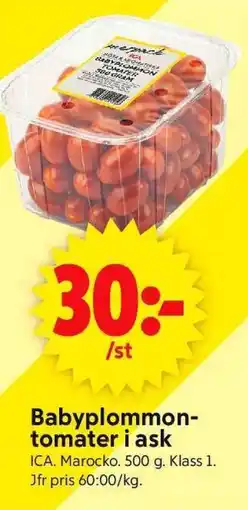 ICA Supermarket Babyplommontomater i ask erbjuda