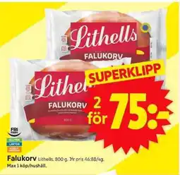 ICA Supermarket Falukorv Lithells erbjuda