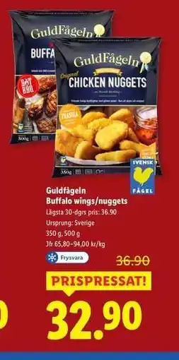Lidl Guldfågeln Buffalo wings/nuggets erbjuda