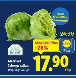 Lidl Matriket Isbergssallad erbjuda