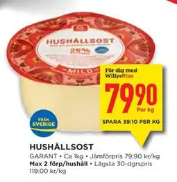 Willys Hemma HUSHÅLLSOST, Medlemspris erbjuda