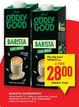 Willys Hemma BARISTA HAVREDRYCK, Medlemspris erbjuda