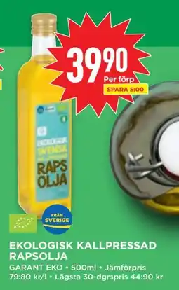 Willys EKOLOGISK KALLPRESSAD RAPSOLJA, SEK 39.9 erbjuda