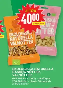 Willys EKOLOGISKA NATURELLA CASHEWNÖTTER, VALNÖTTER, SEK 40 erbjuda