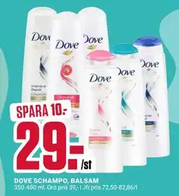 ÖoB DOVE SCHAMPO, BALSAM, SEK 29 erbjuda