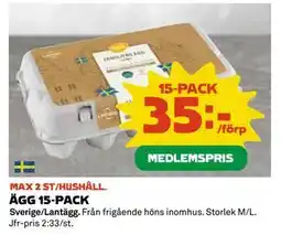 Coop Daglivs ÄGG 15-PACK, Medlemspris erbjuda