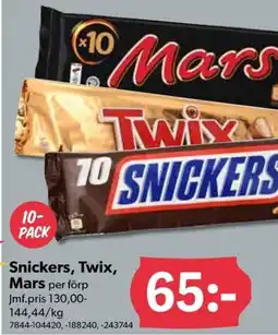 DollarStore Snickers, Twix, Mars per förp erbjuda