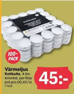 DollarStore Värmeljus Kotikulta, 4 tim erbjuda