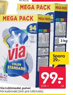 Rusta Via tvättmedel, pulver erbjuda