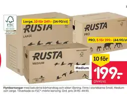 Rusta Flyttkartonger erbjuda