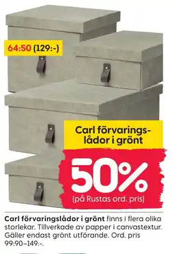 Rusta Carl förvaringslådor i grönt erbjuda