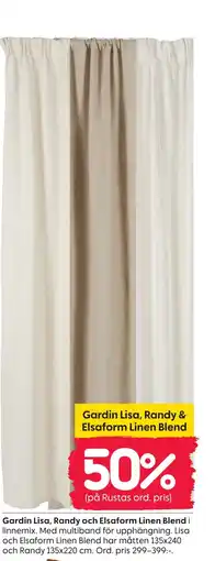 Rusta Gardin Lisa, Randy & Elsaform Linen Blend erbjuda