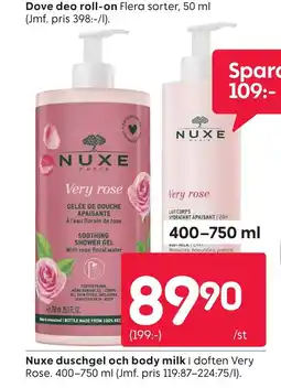 Rusta Nuxe duschgel och body milk erbjuda