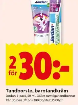 ICA Kvantum Tandborste, barntandkräm erbjuda