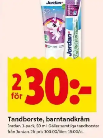 ICA Kvantum Tandborste, barntandkräm erbjuda