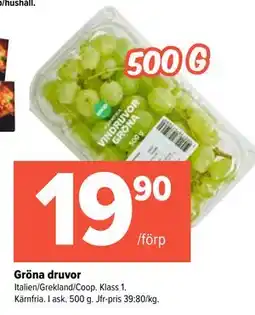 Coop Extra Gröna druvor, SEK 19.9 erbjuda