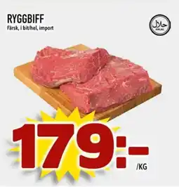 Din Mat Ryggbiff färsk, i bit/hel, import erbjuda