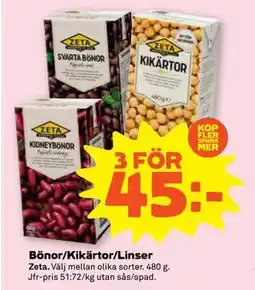 Stora Coop Bönor/Kikärtor/Linser, SEK 45 erbjuda