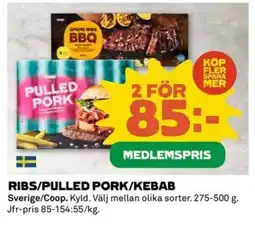 Coop Ribs/pulled pork/kebab erbjuda
