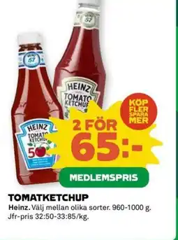 Coop HEINZ Tomatketchup erbjuda