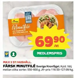 Coop Kronfågel Färsk minutfilé erbjuda