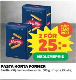 Coop Barilla Pasta korta former erbjuda