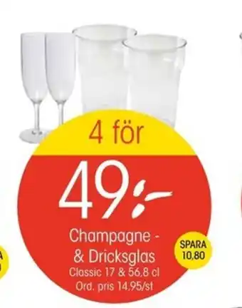Champagne & Dricksglas 4st
