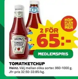 Coop HEINZ Tomatketchup erbjuda