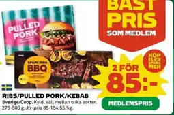 Coop Ribs/pulled pork/kebab erbjuda