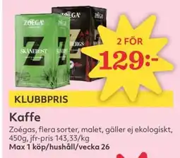 Hemköp Zoégas Kaffe erbjuda