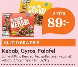 Hemköp Schysst Käk Kebab, Gyros, Falafel erbjuda